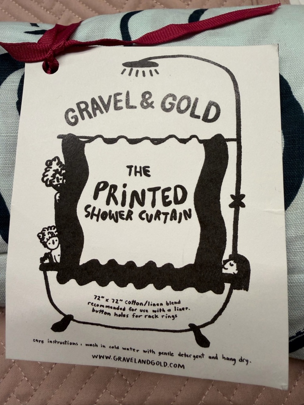 Gravel & Gold printed boobs cotton shower curtain teal trim - Picture 2 of 6